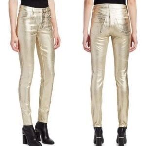 J Brand Maria High Rise Skinny Ribbed Gold Messaline Corduroy Pants size 26